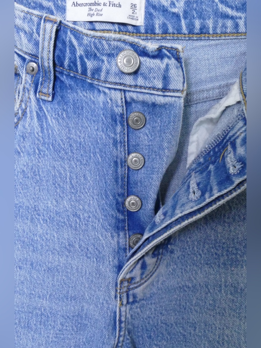 Abercrombie & Fitch The Dad High Rise Button Fly Jean 26 Light Wash Straight Leg - Picture 4 of 9